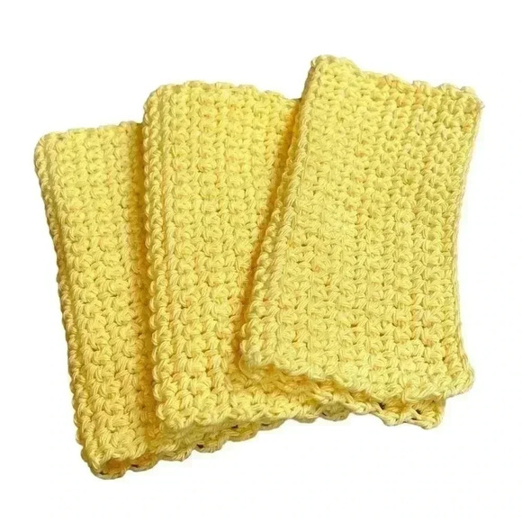 100% Cotton Hand Crocheted Washcloth/Dishcloth - Set of 3 - Picture 3 of 10
